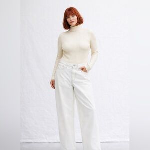 🤍Mango Fine Knit Cable Swan-Neck Sweater – Size XL